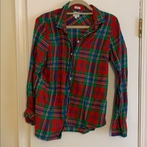 J Crew red, green, blue flannel button down